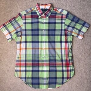 Vintage Ralph Lauren Short Sleeve Shirt Button Up Classic Fit Pastel Plaid Large